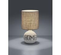 ESNA LAMPADA DA TAVOLO CERAMICA CON SCRITTA HOME SABBIA CON PARALUME MARRONE H.30CM 1 LUCE ATTACCO E14