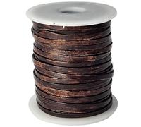 esnado, cordoncino di cuoio piatto | Larghezza 3 mm, Spessore 1 mm | Lunghezza: 10 metri | Colore: Marrone Anticato | Vero cuoio - conciato vegetale | per lavori manuali | Realizzazione di gioielli