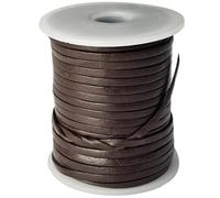 esnado Laccio in pelle piatto | Larghezza 3 mm, Spessore 1 mm | Lunghezza: 25 metri/rotolo | Colore: Marrone | VERO cuoio - conciato vegetale | per lavori manuali | Produzione di gioielli
