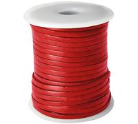 esnado Laccio in pelle piatto | Larghezza 3 mm, Spessore 1 mm | Lunghezza: 3 metri | Colore: Rosso | VERO cuoio - conciato vegetale | per il fai da te | Creazione di gioielli