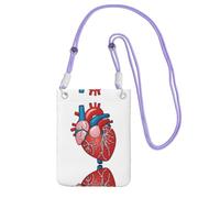 ESNAIUVCD Anatomia umana con stampa di grafici a forma di cuore per trasportare una borsa per cellulare in diagonale, borsa a tracolla, adatta per trasportare il cambio del cellulare, ecc, Viola