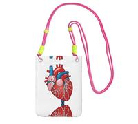 ESNAIUVCD Anatomia umana con stampa di grafici a forma di cuore per trasportare una borsa per cellulare in diagonale, borsa a tracolla, adatta per trasportare il cambio del cellulare, ecc, Fucsia