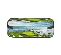 ESNAIUVCD Astuccio con stampa campo da golf sulla spiaggia per bambini, astuccio per penne scolastiche di grande capacità, astuccio per penne per scuola elementare, astuccio per cancelleria per