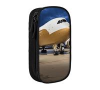 ESNAIUVCD Astuccio con stampa di aeroplano in The Evening Light Pencil Case Coin Key Card Bag Borsetta Grande Astuccio per Bambini Ragazzi Scuola Ufficio, Nero , Taglia unica, Beauty Case