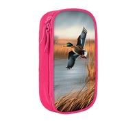 ESNAIUVCD Astuccio con stampa di anatre selvatiche che volano con caccia e monete, borsa per carte di credito, borsa grande per penne per bambini ragazzi scuola ufficio, rosa, Taglia unica, Beauty