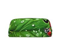 ESNAIUVCD Astuccio con stampa di foglie e coccinelle, con cerniera, grande, per lavoro e viaggi, astuccio multifunzionale per matite e trucchi, Oro, Taglia unica, Beauty Case
