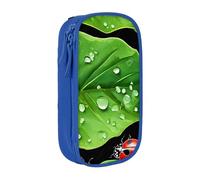 ESNAIUVCD Astuccio con stampa di foglie e coccinelle, portamonete, portachiavi, porta carte, grande, per bambini, ragazzi, scuola, ufficio, Blu, Taglia unica, Beauty Case