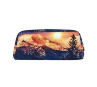 ESNAIUVCD Astuccio grande con stampa di alberi e colline innevate, con cerniera, grande, per lavoro e viaggi, astuccio multifunzionale per matite e trucchi, Argento, Taglia unica, Beauty Case