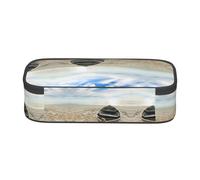 ESNAIUVCD Astuccio per matite con stampa barca sulla spiaggia per bambini, astuccio per penne per la scuola, grande capacità, astuccio per penne per scuola elementare, astuccio per cancelleria per