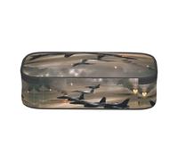 ESNAIUVCD Astuccio per matite con stampa di aereo da guerra per bambini, astuccio per penne scolastiche di grande capacità, astuccio per penne per scuola elementare, astuccio per cancelleria per