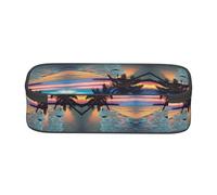 ESNAIUVCD Astuccio per matite con stampa di amaca con stampa di cocco e tramonto sulla spiaggia, per bambini, astuccio per penne per la scuola, grande capacità, astuccio per penne per scuola