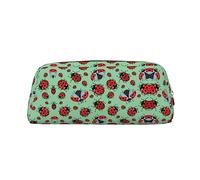 ESNAIUVCD Astuccio portamatite con stampa di coccinelle rosse su sfondo blu, con cerniera, grande, per lavoro e viaggi, astuccio multifunzionale per matite e trucchi, Oro, Taglia unica, Beauty Case