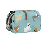 ESNAIUVCD Astuccio portapenne a doppio strato con stampa di cani e gatti che piovono, adatto per ragazzi, ragazze e adulti, questo astuccio portapenne da ufficio con design a scomparti, Nero , Taglia