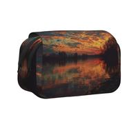 ESNAIUVCD Astuccio portapenne a doppio strato con stampa River and the Great Sky, grande capacità, adatto per ragazzi, ragazze e adulti, questo astuccio portapenne da ufficio con design a scomparti