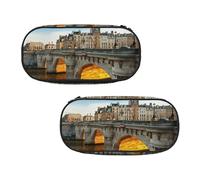 ESNAIUVCD Astuccio portatile con stampa di Parigi con paesaggio, per cancelleria, per ragazzi e studenti