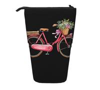 ESNAIUVCD Astuccio retrattile personalizzato con stampa di biciclette rosse, astuccio con nome firmato personalizzato per studenti, bambini e adulti, per scuola e ufficio