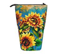 ESNAIUVCD Astuccio retrattile personalizzato con stampa di girasoli, astuccio con nome personalizzato per studenti, bambini e adulti, per scuola e ufficio