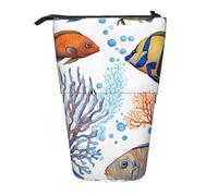 ESNAIUVCD Astuccio retrattile personalizzato con stampa di pesci colorati nel mare, astuccio con nome personalizzato per studenti, bambini e adulti, per scuola e ufficio