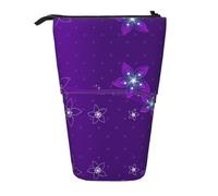 ESNAIUVCD Astuccio retrattile personalizzato con stampa floreale viola, astuccio personalizzato con nome firmato per studenti, bambini e adulti, per scuola e ufficio