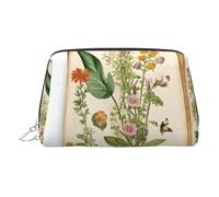 ESNAIUVCD Beauty case con stampa floreale in The Old Book, borsa per cosmetici, borsa da donna in pelle sintetica con cinturino da polso, borsa da viaggio per articoli da toeletta, Argento, Taglia