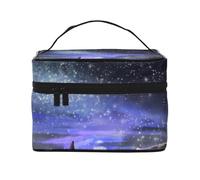 ESNAIUVCD Beauty case da donna con stampa di una ragazza che guarda le stelle, grande borsa per cosmetici da viaggio, Nero , Taglia unica, Beauty Case