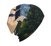 ESNAIUVCD Bella stampa crepuscolo adulto uomo e donna cappello lavorato a maglia, caldo cappello invernale, cappello teschio, ideale per il freddo, escursionismo, sci, nero