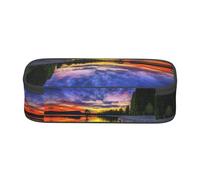 ESNAIUVCD Bellissimo astuccio per matite con stampa lago al tramonto per bambini, astuccio per penne scolastiche di grande capacità, astuccio per penne per la scuola elementare, astuccio per