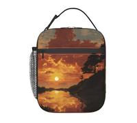 ESNAIUVCD Borsa per il pranzo con stampa alba per bambini, ragazzi e ragazze, piccola scatola termica per il pranzo con borsa regolabile e rimovibile