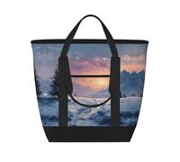 ESNAIUVCD Borsa termica termica con stampa di paesaggi di neve, a prova di perdite, borsa termica per la consegna di cibo, con tracolla, pieghevole, isolata, riutilizzabile, per la spesa