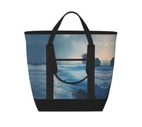 ESNAIUVCD Borsa termica termica con stampa di paesaggi di neve, a prova di perdite, borsa termica per la consegna di cibo, con tracolla, pieghevole, isolata, riutilizzabile, per la spesa