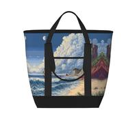 ESNAIUVCD Borsa termica termica con stampa di paesaggi marini, borsa termica a prova di perdite, borsa termica per la consegna di cibo con tracolla pieghevole isolata borsa per il pranzo