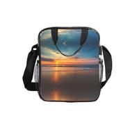 ESNAIUVCD Borsa trasparente della spesa del PVC degli uomini delle donne della stampa del tramonto della spiaggia impermeabile vede attraverso la borsa, con le maniglie per il pranzo
