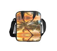 ESNAIUVCD Borsa trasparente della spesa del PVC degli uomini delle donne della stampa dell'albero di cocco sotto il tramonto impermeabile vedere attraverso la borsa, con le maniglie per il pranzo