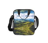 ESNAIUVCD Borsa trasparente impermeabile della spesa del PVC degli uomini delle donne della stampa verde delle montagne vedono attraverso la borsa, con le maniglie per il pranzo