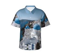 ESNAIUVCD Camicie divertenti da uomo con stampa della Casa Bianca della Grecia Hawaii camicie per feste, Nero , XXL