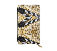 ESNAIUVCD Cinema Movie Clapboard e Popcorn Stampa Vera Pelle Donna, Uomo, Portafogli Multifunzione, Zip Intorno Grande Viaggio Telefono Mobile Portafoglio Lungo Soldi, Nero , Taglia unica