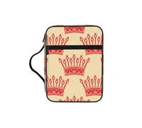 ESNAIUVCD Custodia per libri con stampa di corone rosse, per donne e ragazze, con manico, adatta per Bibbia di dimensioni standard