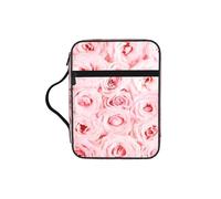 ESNAIUVCD Custodia per libri con stampa di rose fresche rosa, per donne e ragazze, con manico, adatta per bibbia di dimensioni standard