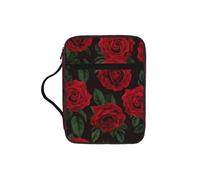 ESNAIUVCD Custodia per libri con stampa di rose rosse, per donne e ragazze, con manico, adatta per Bibbia di dimensioni standard