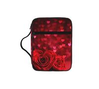 ESNAIUVCD Custodia per libri con stampa di rose rosse, per donne e ragazze, con manico, adatta per Bibbia di dimensioni standard