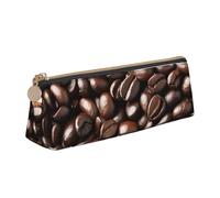 ESNAIUVCD Divertente astuccio in pelle con stampa a chicchi di caffè tostato, organizer per cancelleria, cosmetici, porta matite e pennarelli, portamonete, bianco, Taglia unica, Beauty Case