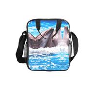 ESNAIUVCD Due delfini nell'acqua stampa uomo donna pvc trasparente shopping bag impermeabile vedere attraverso borsa, con maniglie per il pranzo