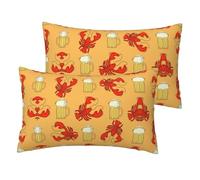 ESNAIUVCD Federa per cuscino rettangolare con stampa a tema birra e gamberi, federa per cuscino traspirante per hotel, casa, letto decorativo (2 pezzi)