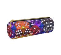 ESNAIUVCD Games Dice Set Astuccio in pelle con cerniera cilindrica - Pelle PU di alta qualità, portaoggetti multifunzionale per cancelleria, adatto per studenti, bianco, Taglia unica, Beauty Case