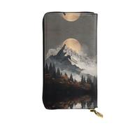 ESNAIUVCD High Mountain Print Vera Pelle Donna,Portafogli Uomo,Multi-Function Clutch Borse,Zip Around Large Travel Phone Long Money Bags