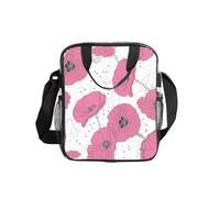 ESNAIUVCD Il sacchetto della spesa trasparente del PVC degli uomini delle donne della stampa del fiore rosa impermeabile vede attraverso la borsa, con le maniglie per il pranzo