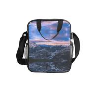 ESNAIUVCD Il sacchetto trasparente della spesa del PVC degli uomini delle donne della stampa del tramonto impermeabile vede attraverso la borsa, con le maniglie per il pranzo