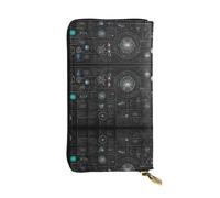 ESNAIUVCD Illustrazione astratta della scienza chimica stampa 3D in vera pelle da donna, portafogli da uomo, borsa multifunzione, con cerniera intorno a grandi dimensioni per telefono cellulare da