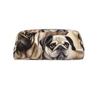ESNAIUVCD Imagen De Pug - Astuccio portamatite con cerniera, grande, per lavoro e viaggio, astuccio multifunzione per matite e trucchi, Argento, Taglia unica, Beauty Case