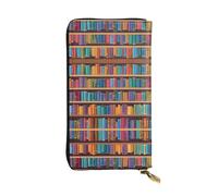 ESNAIUVCD Library Bookshelf Print Genuine Leather Women 's,Men's Wallets,Multi-Function Clutch Borse,Zip Around Large Travel Phone Long Money Bags, Nero , Taglia unica